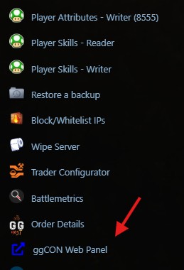 ggCON Web Panel shortcut