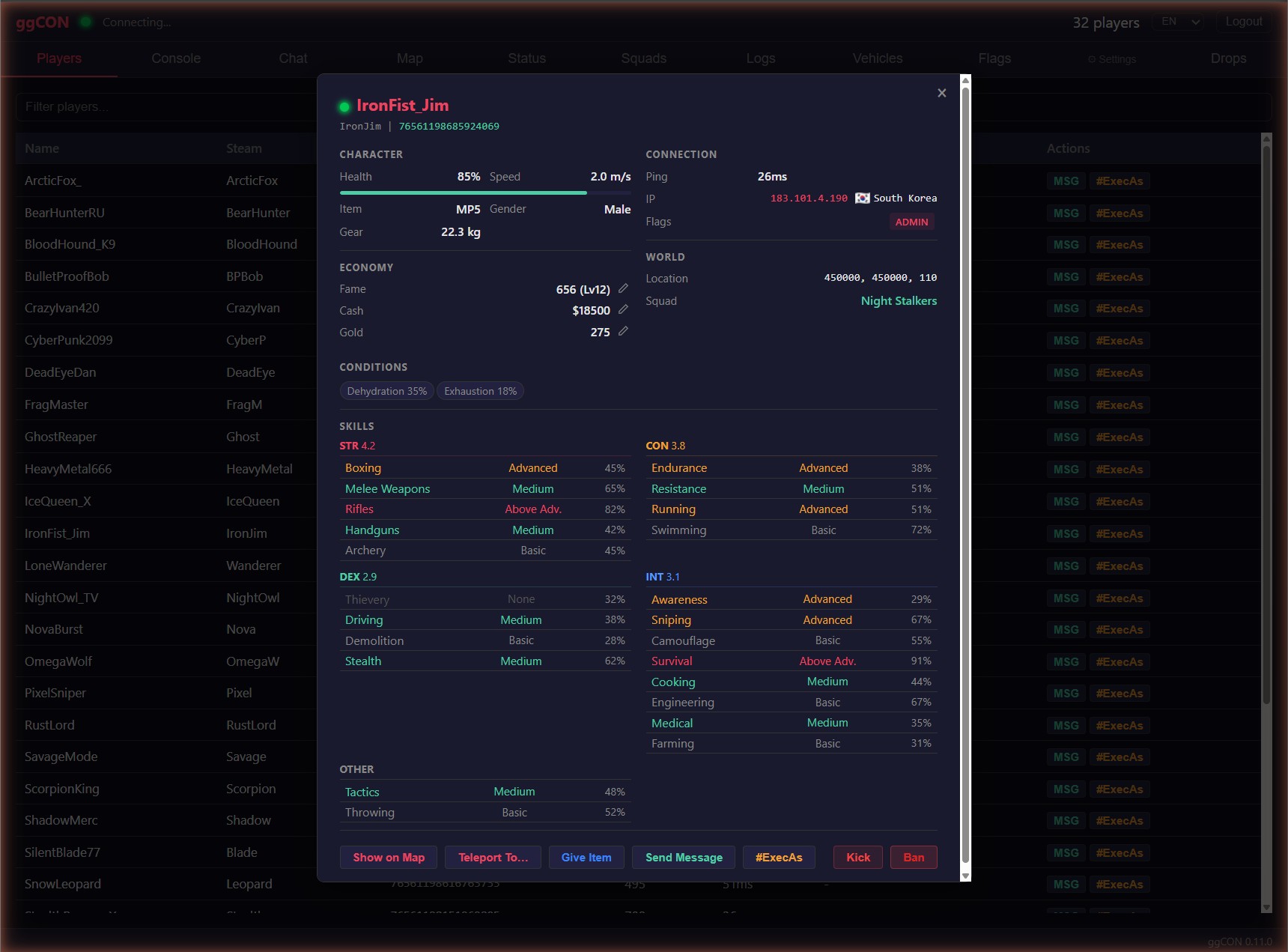Player Detail Popup