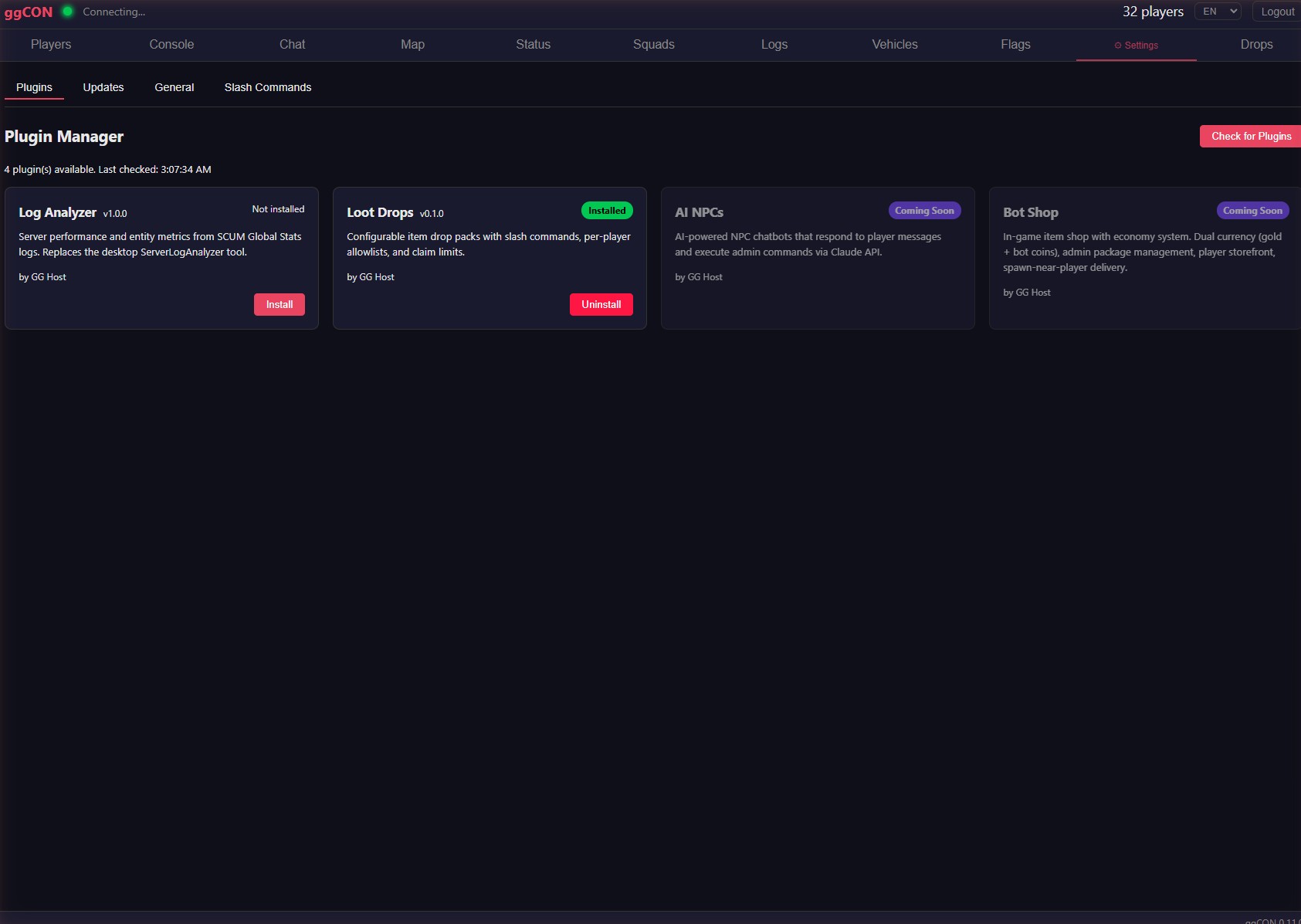 Settings — Plugin Manager
